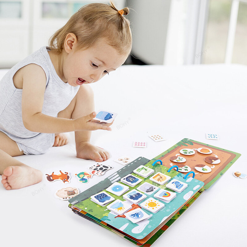 Libro silencioso Montessori Parish, 4 estilos, libro ocupado para niños de 2 a 4 años, juguetes de aprendizaje preescolar, actividad para niños pequeños