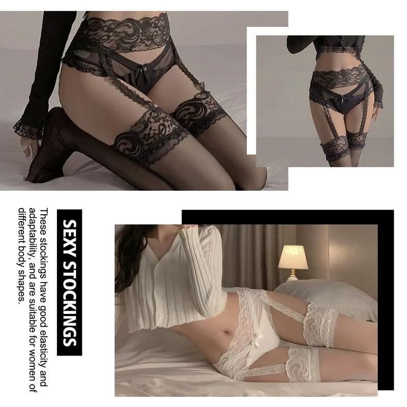 Women Sexy Body Stocking New Fashion Lace Soft Top Floral Suspender Over Garter Pantyhose Thigh High Belt Knee Stockings O6c9