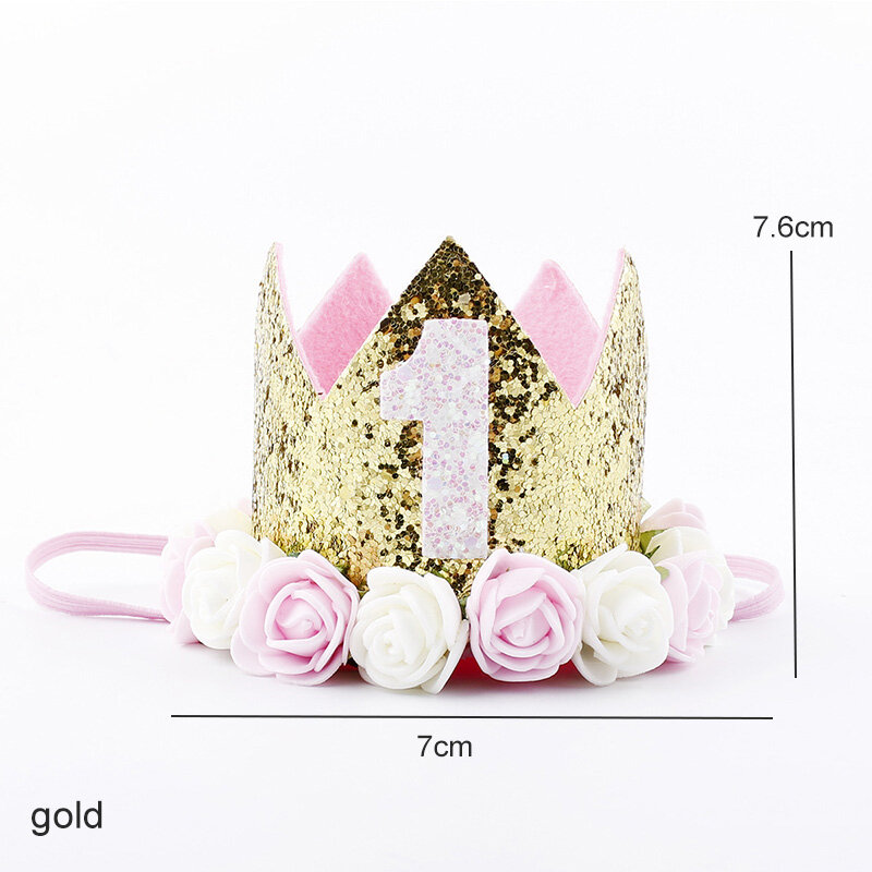 Sombrero de primer cumpleaños para niño y niña, globos de primer año, corona, decoración de fiesta de cumpleaños