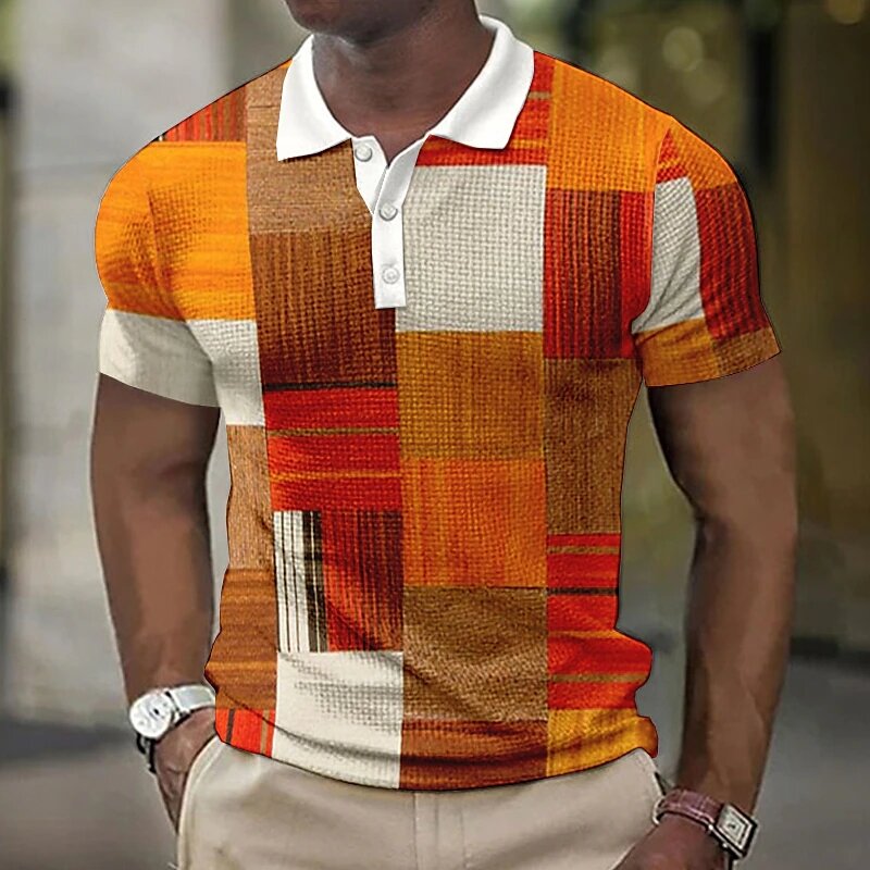 Męska koszulka Polo w stylu Vintage 3D koszulki z nadrukiem casualowa bluzka z krótkim rękawem letnia odzież za duże koszulki oddychająca koszulka Polo