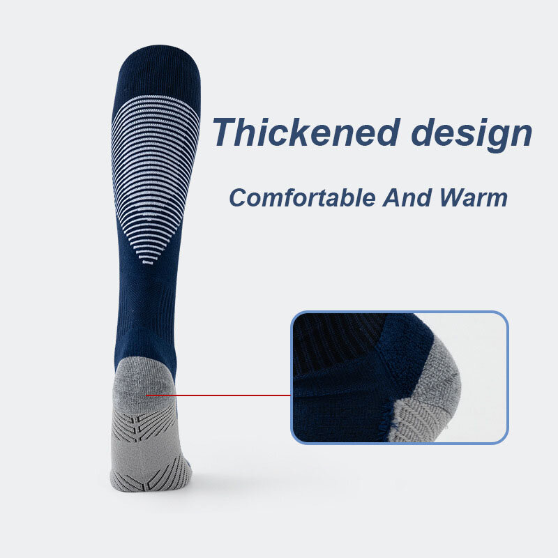 1 pares meias de futebol masculino com meias de fundo de toalha grossa sobre o joelho adulto meias esportivas não-deslizamento quente confortável meias