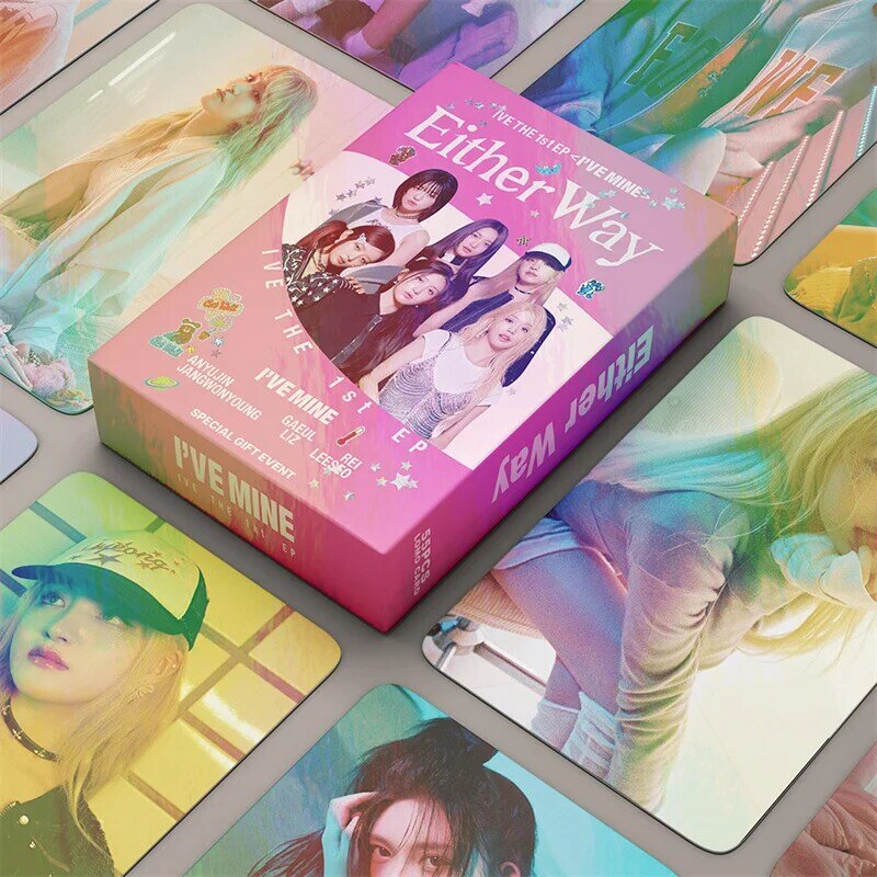 55pcs/set KPOPIVE Album Eitherway LOMO Card Laser Card Glitter Card Wonyoung Gaeul Leeseo Rei Liz Girl Gift Postcard Photo Card