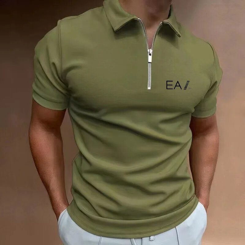 Летняя мужская Повседневная рубашка-поло с коротким рукавом, модная офисная Футболка с воротником с лацканами, Мужская дышащая рубашка-поло, мужская одежда