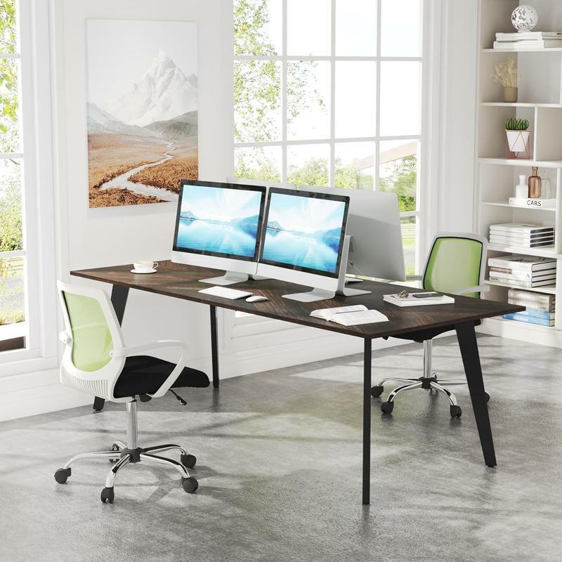 Tribesigns 6FT Confere D Rectangular Meeting Room Table Seminar Table, Large Computer Desk for Home Office