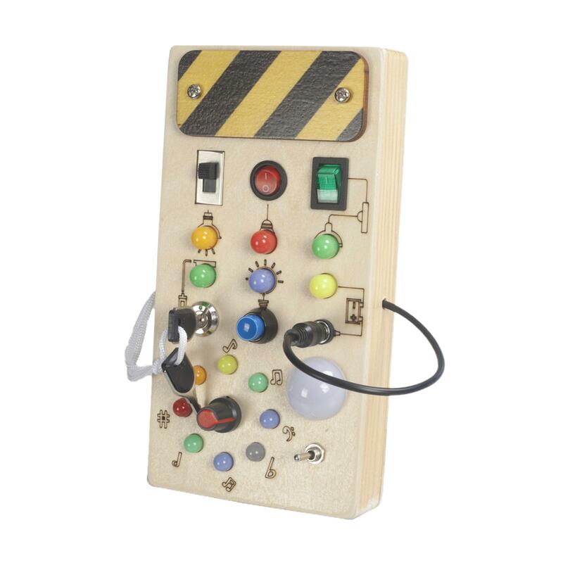 Lights Switch Busy Board Montessori Toy Cognition Game Fine Motor Skill Kids Activity Sensory Board for Children Age 3 +