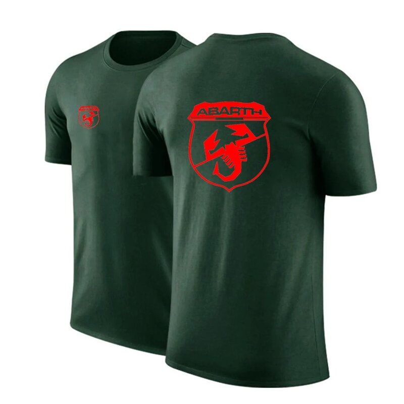 Męska koszulka Abarth Summer Simplicity Zwykła koszulka z krótkim rękawem i okrągłym dekoltem Sportowy, swobodny nadruk Wysokiej jakości wygodne topy