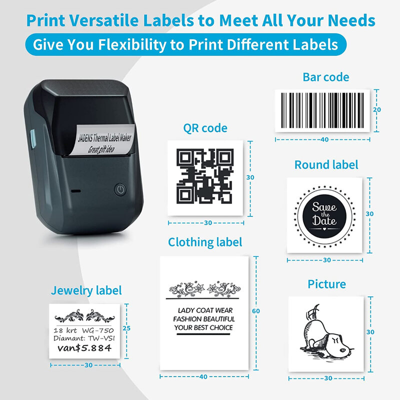 Niimbot B1 Label Maker Draagbare Handheld Thermische Printer Mini Barcode Qr Code Sticker 20-50Mm Papierrollen Maker Kabellabel