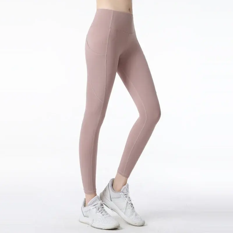 Pantaloni da Fitness nudi a vita alta e sollevamento dell'anca pantaloni da Yoga sportivi da allenamento attillati da corsa all'aperto
