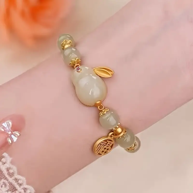 Bracelet de lapin Jade pour femmes, Bracelet d'étudiant de grande beauté, ancien Bracelet de lapin du zodiaque chinois