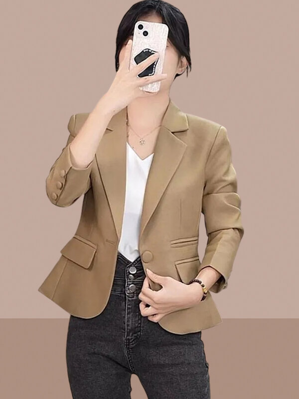 Women Short Suit Jacket 2024 Spring and Autumn New High-end Sense Elegant Casual Blazer One-button Slimming Office Lady Suit Top