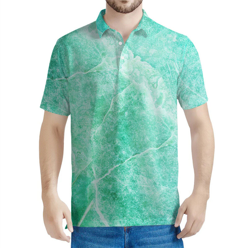 Nuovo Design Polo grafica in marmo per uomo estate stampa 3D maniche corte donna Casual Street Button Polo t-Shirt oversize