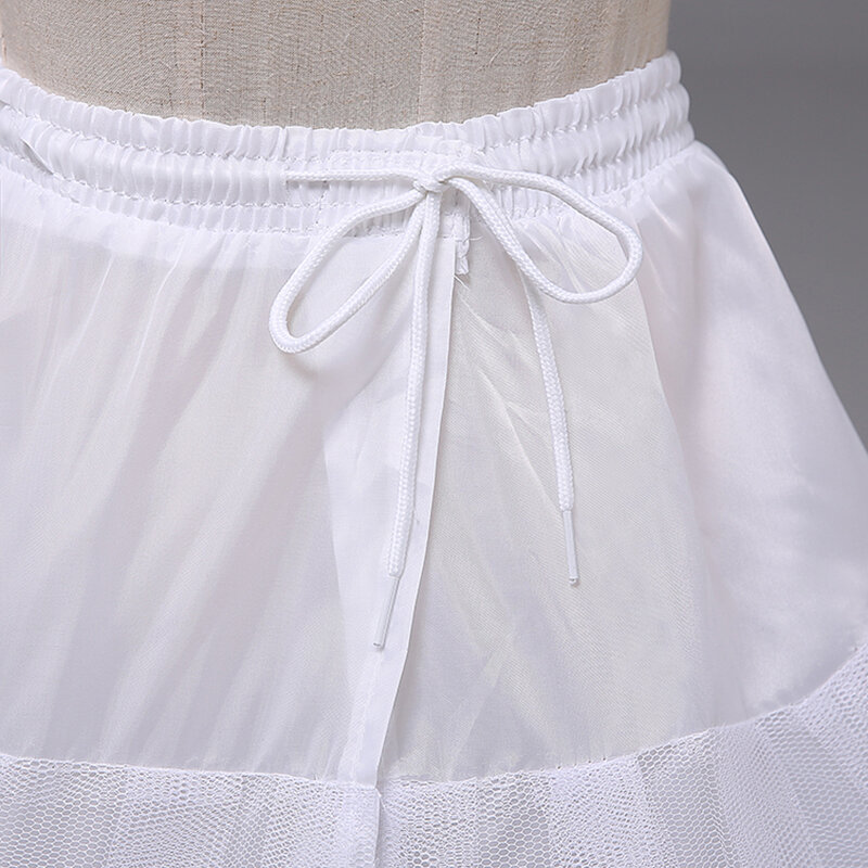 2-ชั้น Simple ผู้หญิง A-Line ความยาวเต็ม3 Hoops Petticoat แต่งงาน Slips Crinoline Underskirt
