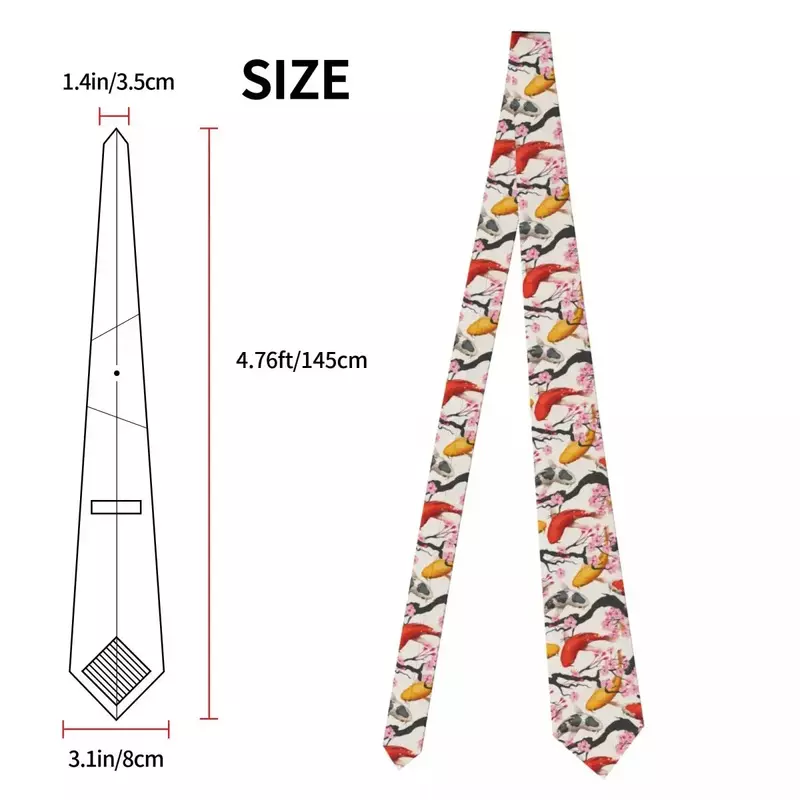 Classic Tie for Men Silk Mens Neckties for Wedding Party Business Adult Neck Tie Casual Koi Fish And Sakura Cherry Pattern Tie