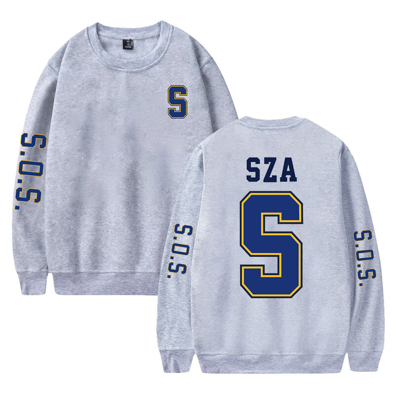 Sza SOS เสื้อสเวตเตอร์คอกลมแขนยาวสำหรับผู้ชายผู้หญิงเสื้อยืดแฟชั่นสำหรับกิจกรรมทัวร์รอบโลก2023 sza SOS