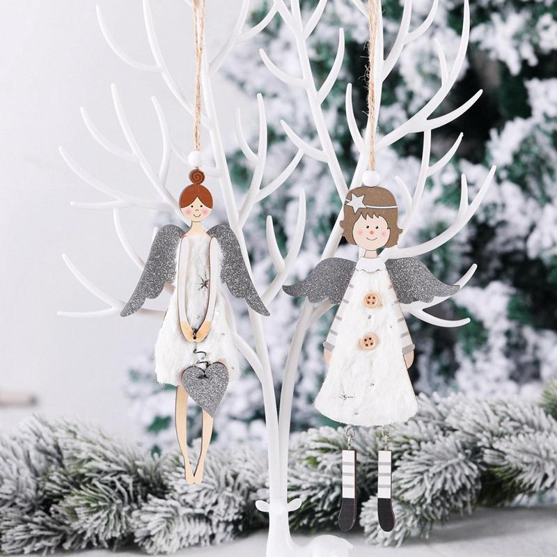 木製天使のドアの吊り下げペンダント,クリスマスの木の装飾,パーティー用品,オーナメント,家の装飾