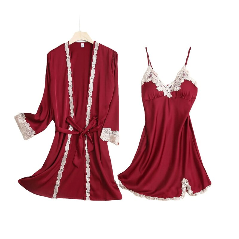 Conjunto de pijama sexy de duas peças feminino, cintura de seda quente, almofada no peito, vestido grande, vestido de verão, novo, 2022