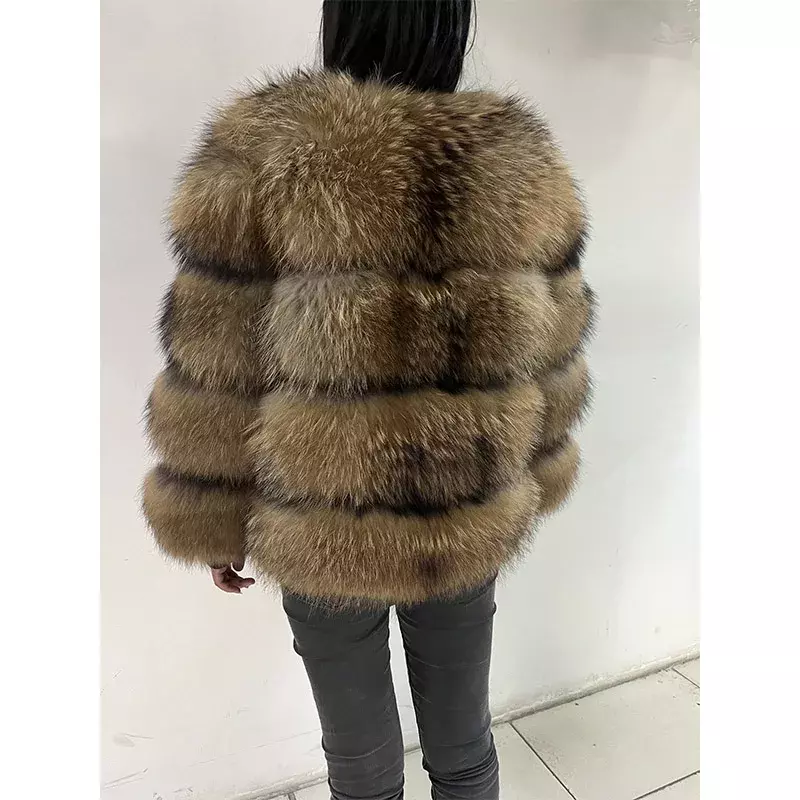 Maomaokong 2024 Natural Real Raccoon Fur Coats Women Luxury Fur Jackets Winter Warm Female Clothes Vests Real Fur Coat Tops