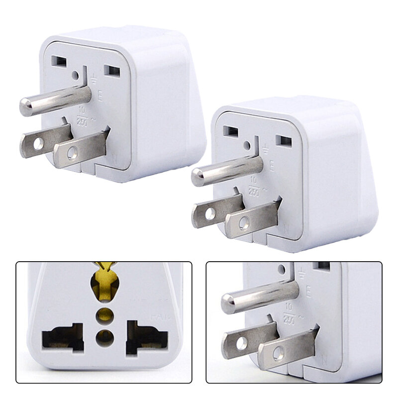 2pcs U S Travel Plug Adapter Universal To America Power Converter 250V Socket Electrical Equipment Supplies