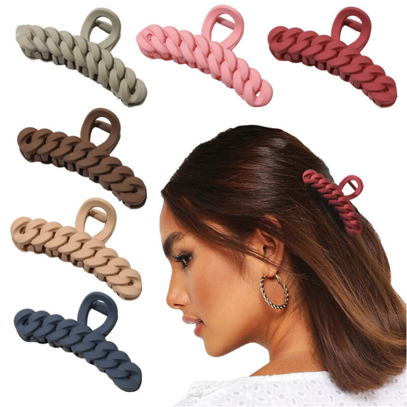 New Fashion Simple Acrylic Large Geometri Cfrosted Chain Barrettes Hairpins for Women Girl Clamp Hair Accessorie Headwear