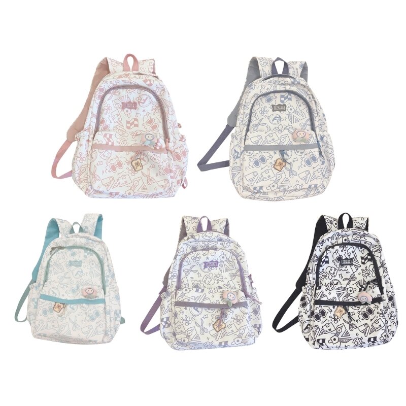세련된 하라주쿠 그래피티 패턴 배낭 학교 가방, 학생용 노트북 가방, 여행 데이팩