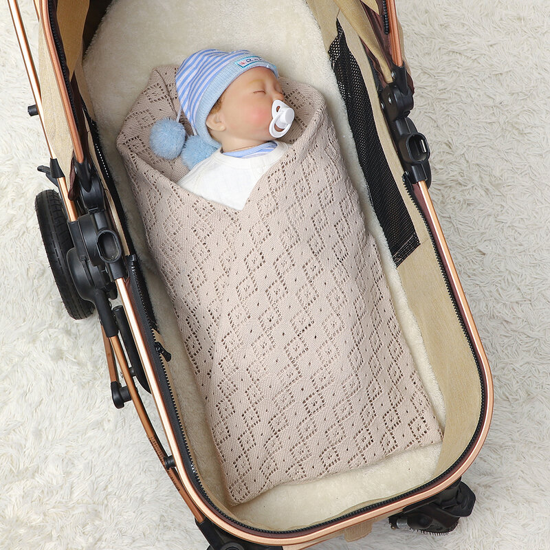 매우 부드러운 신생아 아기 담요, 코튼 니트 포대기 랩 수면 매트, 유아 야외 던지기 침대 이불, 남아 여아, 90x70cm