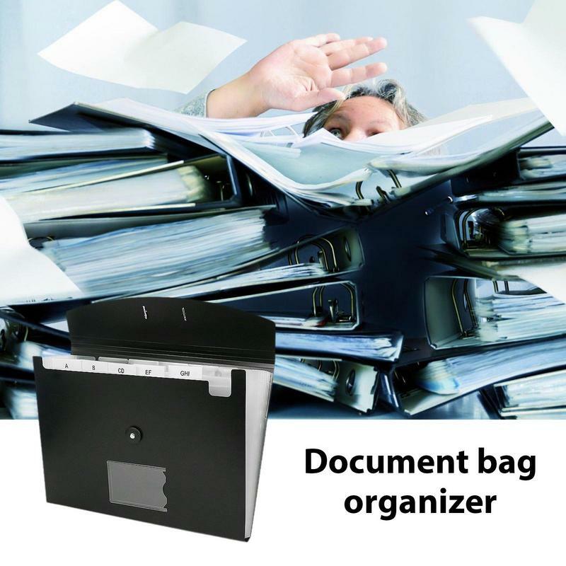 Bolsa de pasta de arquivo acordeão expansível, armazenamento de documentos, fechamento de fivela, tamanho carta A4, 7 ou 13 bolsos, homens e mulheres