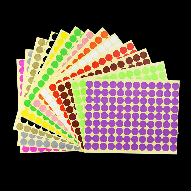 15 Sheets/Pack Ronde Papier Sticker Cirkel Label Zelfklevende Dot Stickers Kantoor Schoolbenodigdheden 6Mm/10mm/16Mm/25Mm/50Mm/100M