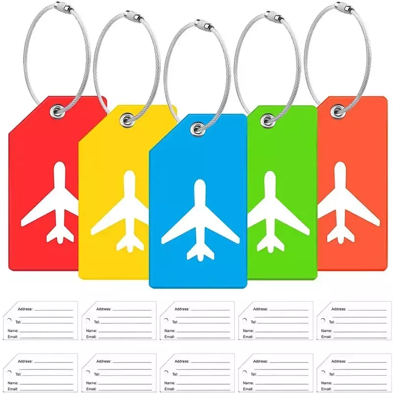 Étiquette de valise en silicone PVC souple, étiquette de bagage en plastique, étiquettes nominatives de bagage, porte-étiquette d'adresse de valise, accessoires de voyage, 1PC