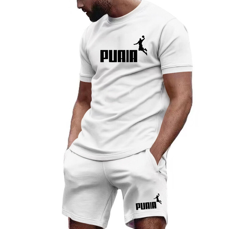 Новинка 2024, мужской спортивный костюм, Повседневная футболка + шорты, костюм для бега, дышащий комплект из 2 предметов