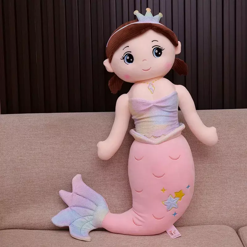 Boneka putri duyung anak perempuan imut kartun 60cm mainan boneka putri duyung anak perempuan lucu kreatif dekorasi ruang hadiah ulang tahun