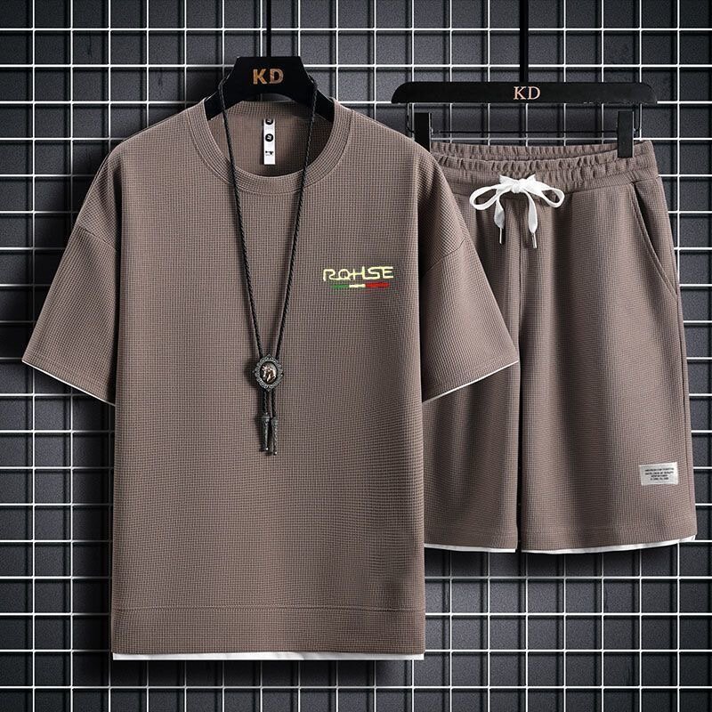 2024 Summer New Fashion Large Size Sports Short Sleeve T-shirt Set Men's Casual Loose Comfortable High Quality Two-Piece Set 4XL
