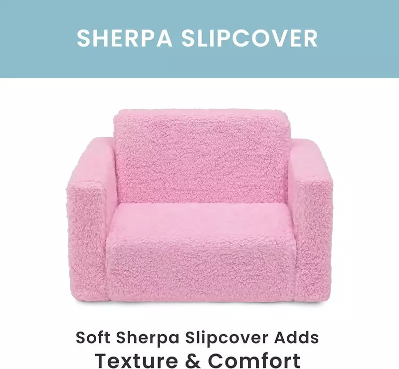 Flip-Out Sherpa 2-In-1 Converteerbare Stoel Tot Ligstoel Voor Kinderen, Roze