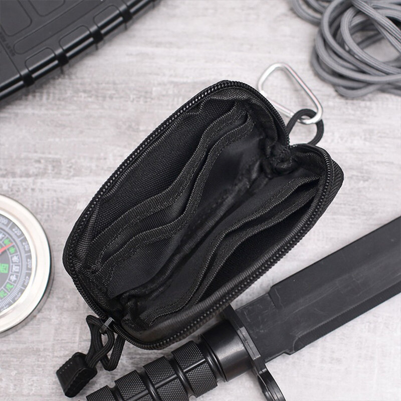 Portafoglio tattico EDC Molle Pouch custodia per chiavi portatile borsa da caccia per monete per sport all'aria aperta borsa multifunzionale con cerniera