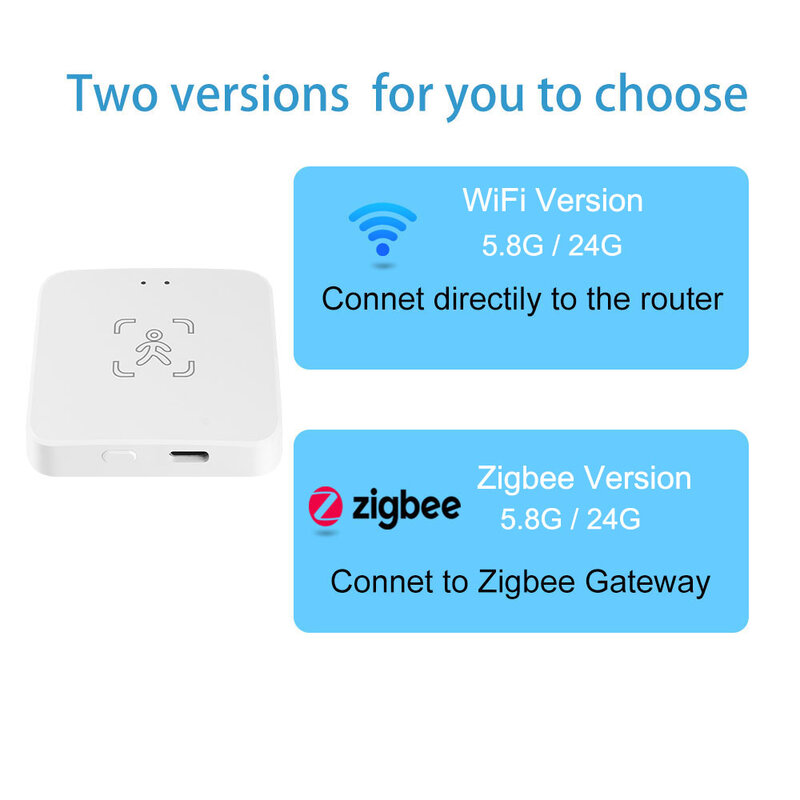 Tuya-Detector de Presença Humana com Wi-Fi e Zigbee, Detecção de Distância Luminância, Smart Body PIR Sensor