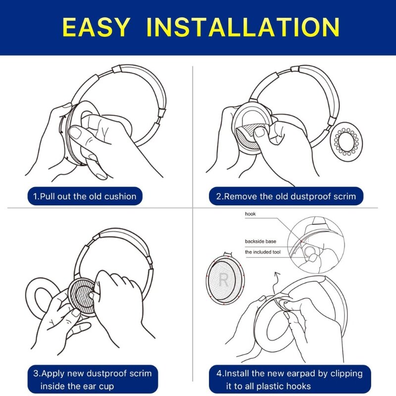 Bantalan telinga profesional QC35 cup pengganti untuk Headphone Over-Ear BOSE 35 I/II, biru tengah malam