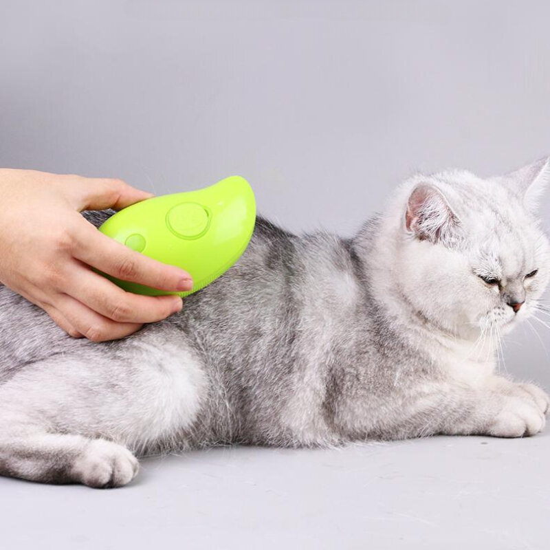 Escova de vapor elétrica para gato, spray de água, pente de estimação, depilação macia de silicone, escova de cabelo de banho