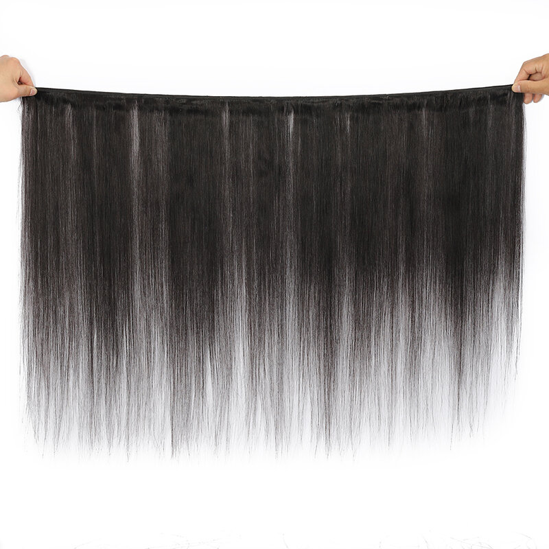 Brazilian Bone Straight Human Hair Bundles With 4x4 Lace Closure 30Inch Raw Hair Weave Natural Color Virgin Hair Cheap isee