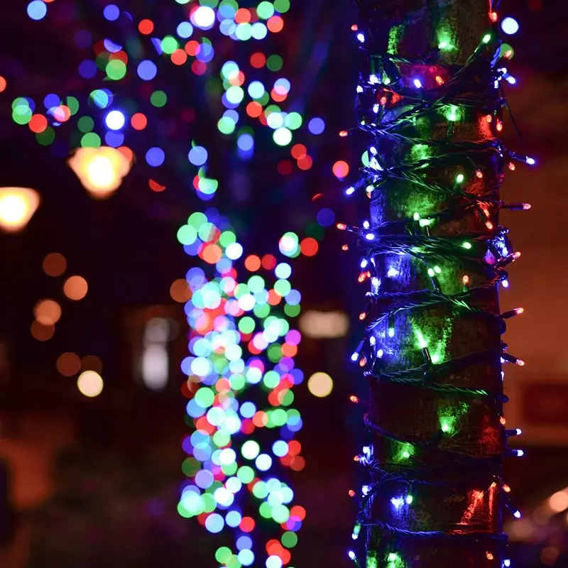 Lampu LED pohon Natal banyak mode, lampu LED dekorasi pesta luar ruangan kendali jarak jauh berkemah tahan air