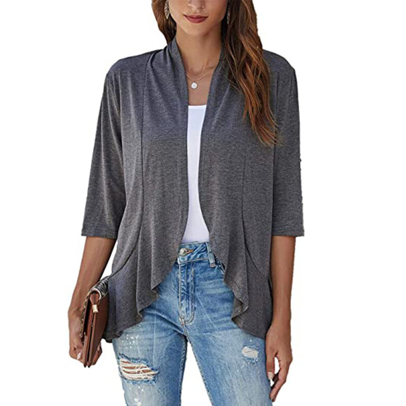 Fashionable Women's Lightweight Cardigan Open Front Bolero Shrug 3/4 Sleeve Cropped Top Jacket Variety of Colors