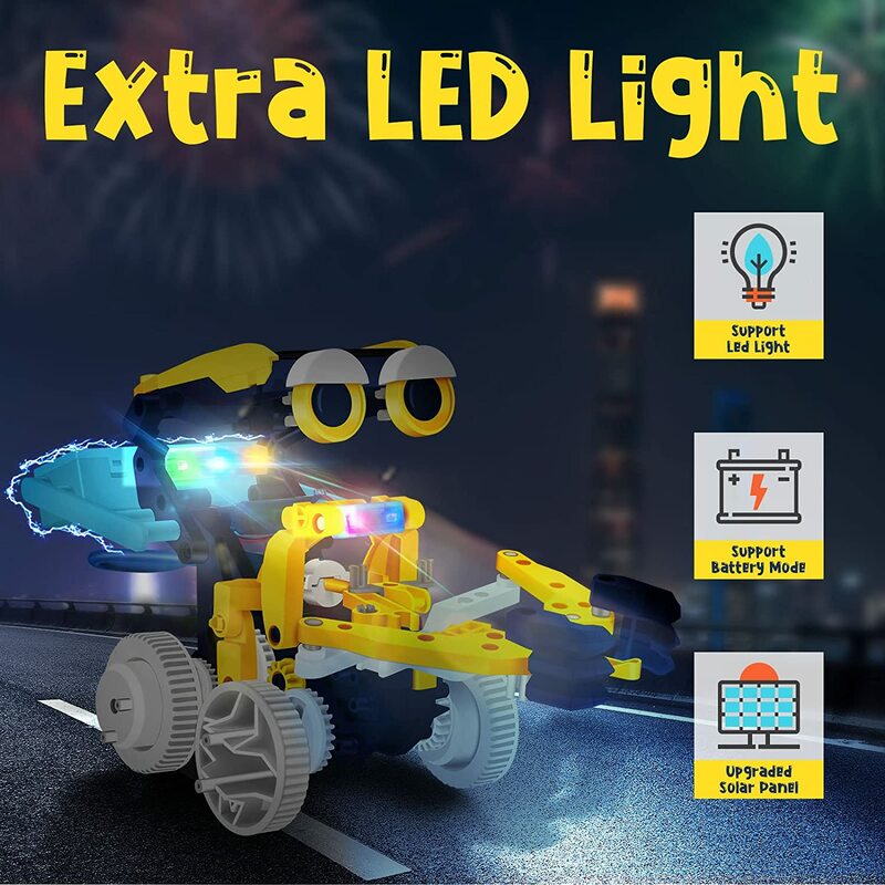 Progetti STEM per bambini di età compresa tra 8-12 Kit Robot Solor con luce a LED unica giocattoli da costruzione educativi Kit di esperimenti scientifici regalo