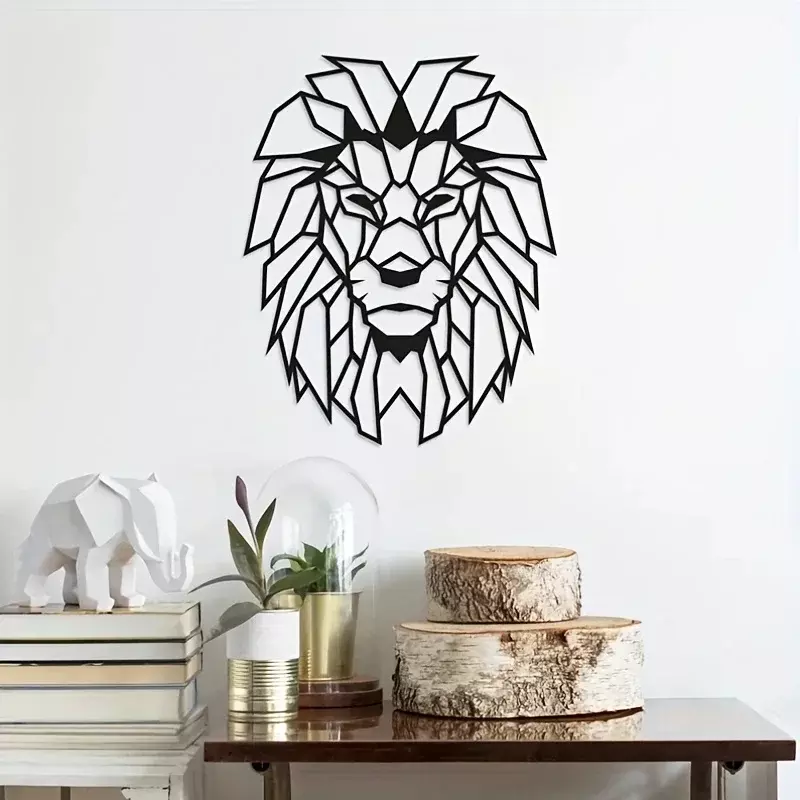 금속 사자 장식, 사자 머리 금속 아트, 사자 홈 장식 벽 조각, 동물 금속 아트워크 벽 스티커