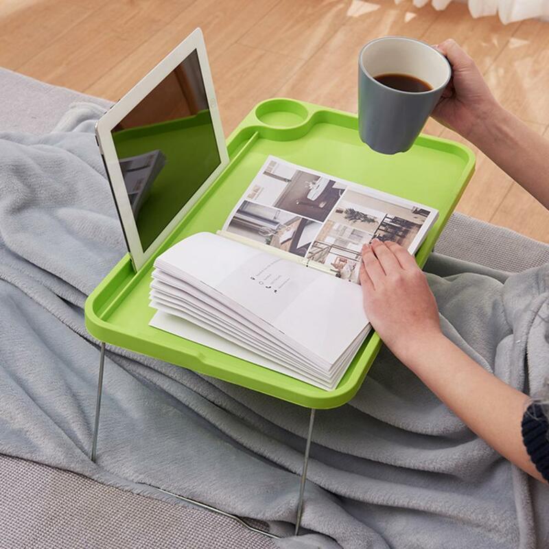 Table pliante portable pour ordinateur portable avec porte-gobelet, lit stable pour dortoir étudiant, canapé pour paresseux
