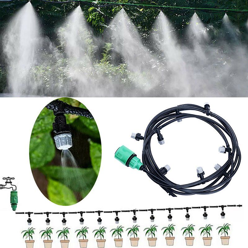 10M Outdoor Cooling Patio Misting System Fan Cooler Water Mist Gardenhouse Garden Patio Spray Hot Fogger Misting System Supplies