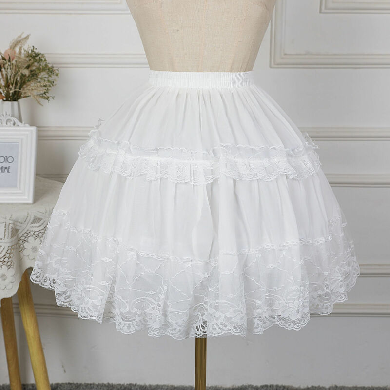 Vestido de encaje ajustable para uso diario, Falda de tubo ajustable de 46cm de longitud, con patrón de encaje de Lolita