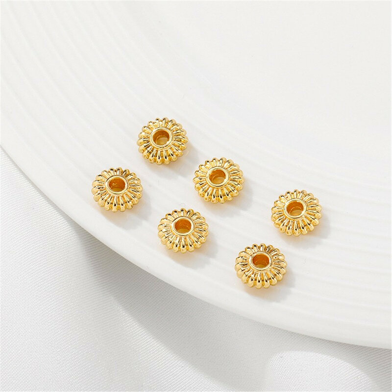 14 Karat Gold umwickelt Chrysanthemen geformte flache runde Perlen getrennt DIY hand gefertigte Armbänder Kopf bedeckungen Materialien Zubehör l120