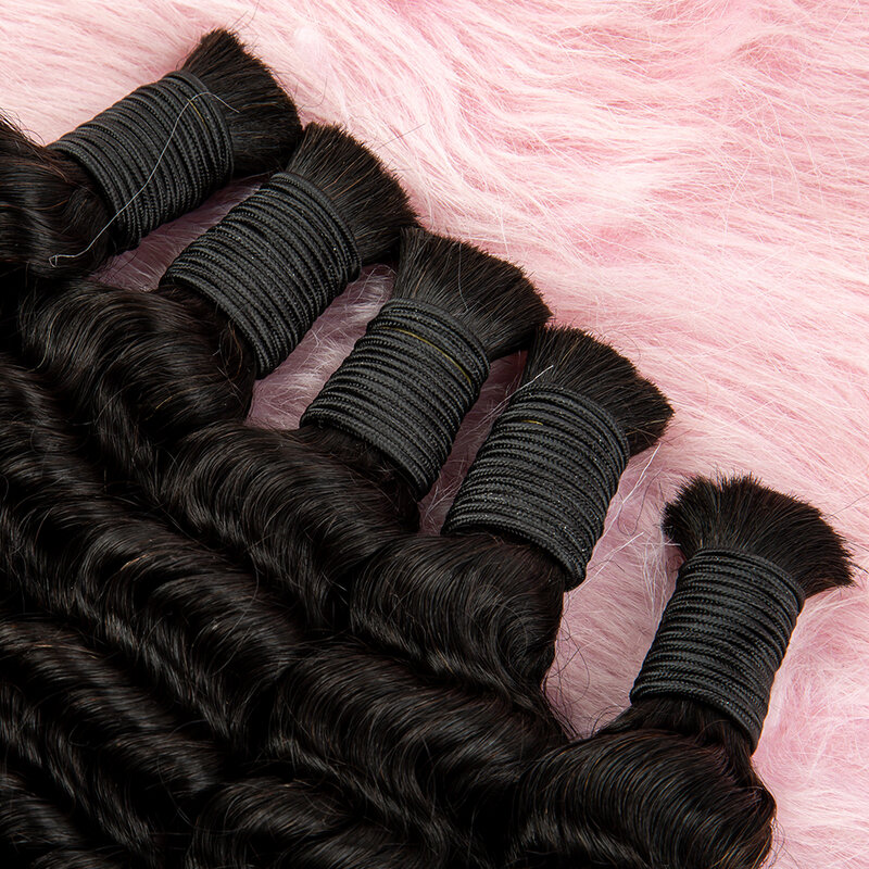 Extensión de cabello a granel de onda profunda, cabello de alta calidad a granel, 100% cabello virgen, extensión de cabello a granel sin Material de trama para salón