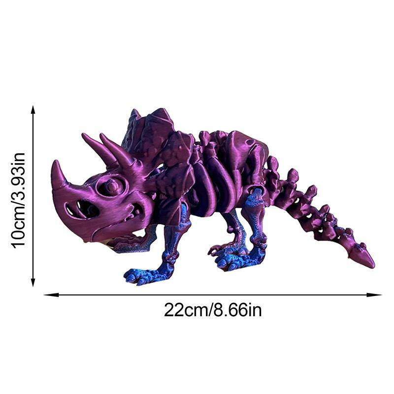 โมเดลไดโนเสาร์ตุ๊กตาขยับแขนขาได้ Triceratops พิมพ์ลาย3D แอคชั่นไดโน่ตกแต่งแบบทำมือสำหรับห้องเด็กห้องนั่งเล่นรถ