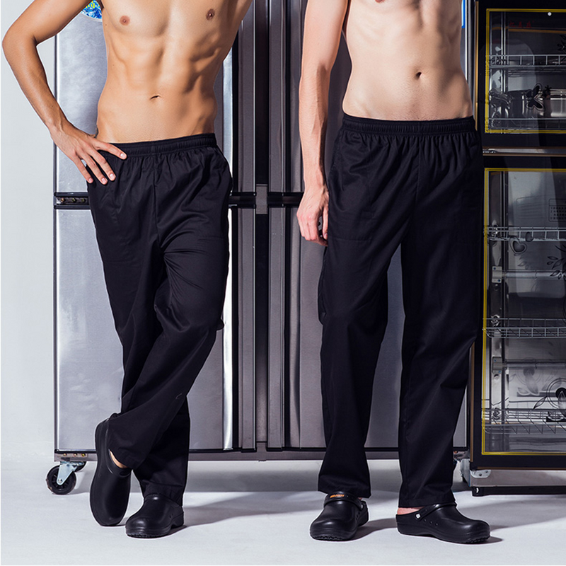 Para spodnie robocze szefa kuchni oddychający materiał luźne spodnie Cargo dla kobiet (czarne)