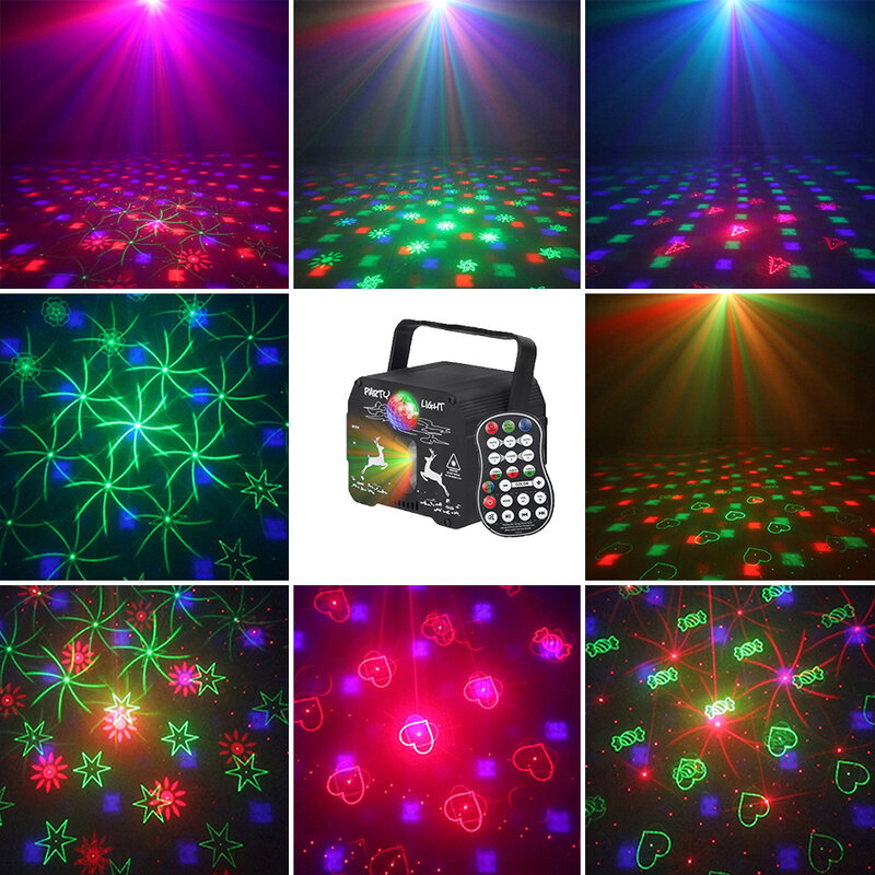 ALIEN RGB Мини DJ диско лазерный светильник, проектор, USB Перезаряжаемый СВЕТОДИОДНЫЙ УФ-звук, стробоскопический сценический эффект, свадебная Рождественская Праздничная лампа