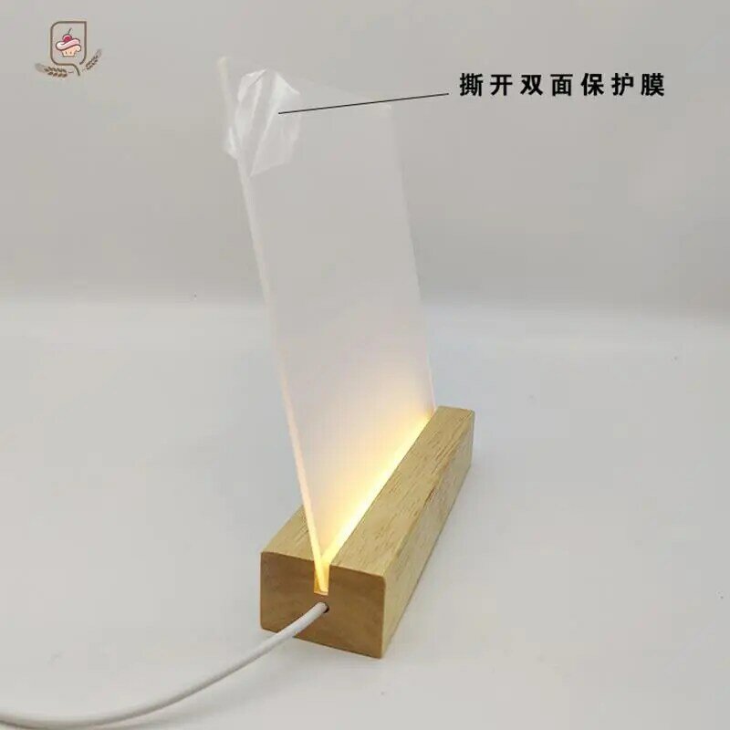 1 Set Night Light Battery Powered Blank Acrylic Led Writing Board Wood Base with Mark Pen Color Changing Lamp for Decor